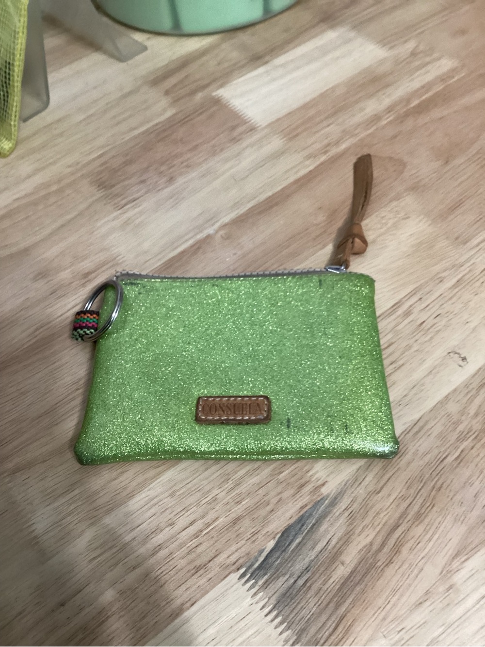 Consuela Lime Glitter Wristlet Pouch